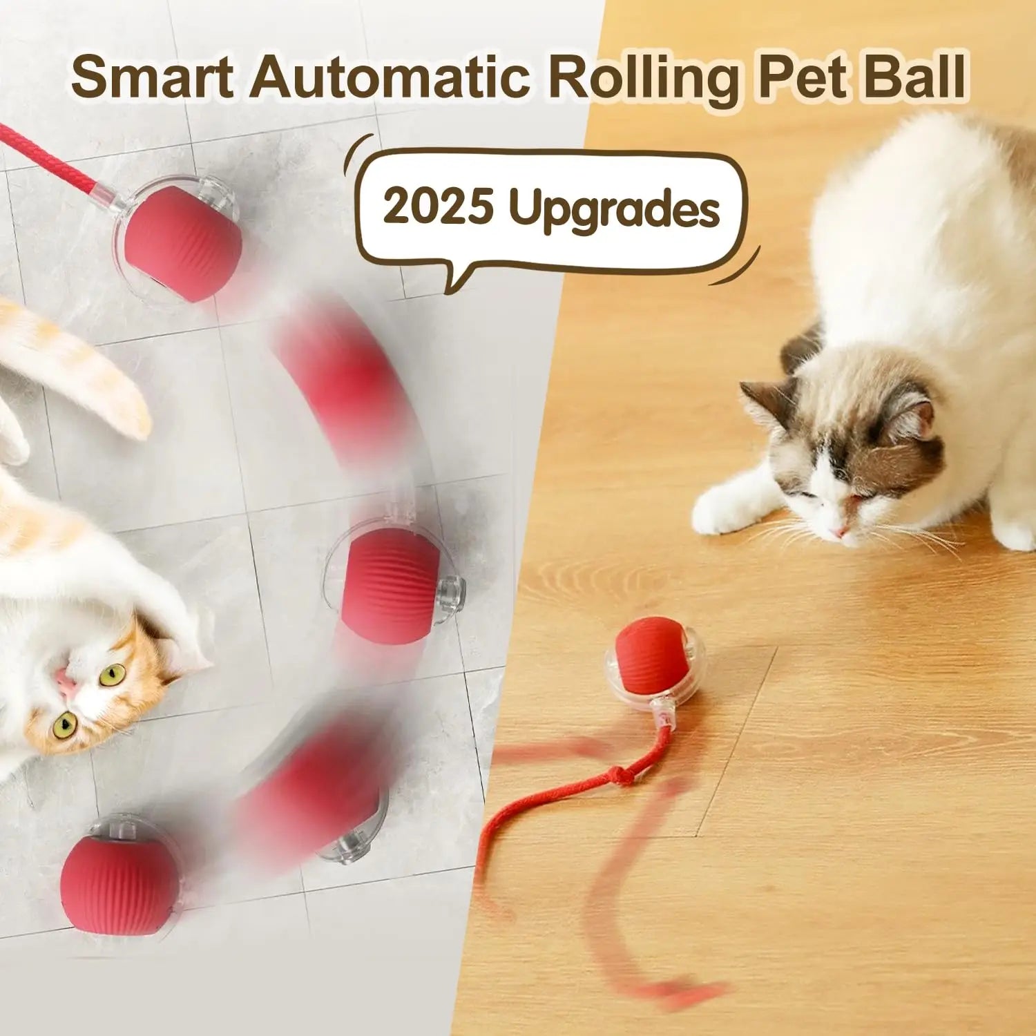 Cat Interactive Toy: Automatic Rolling Ball & Mouse