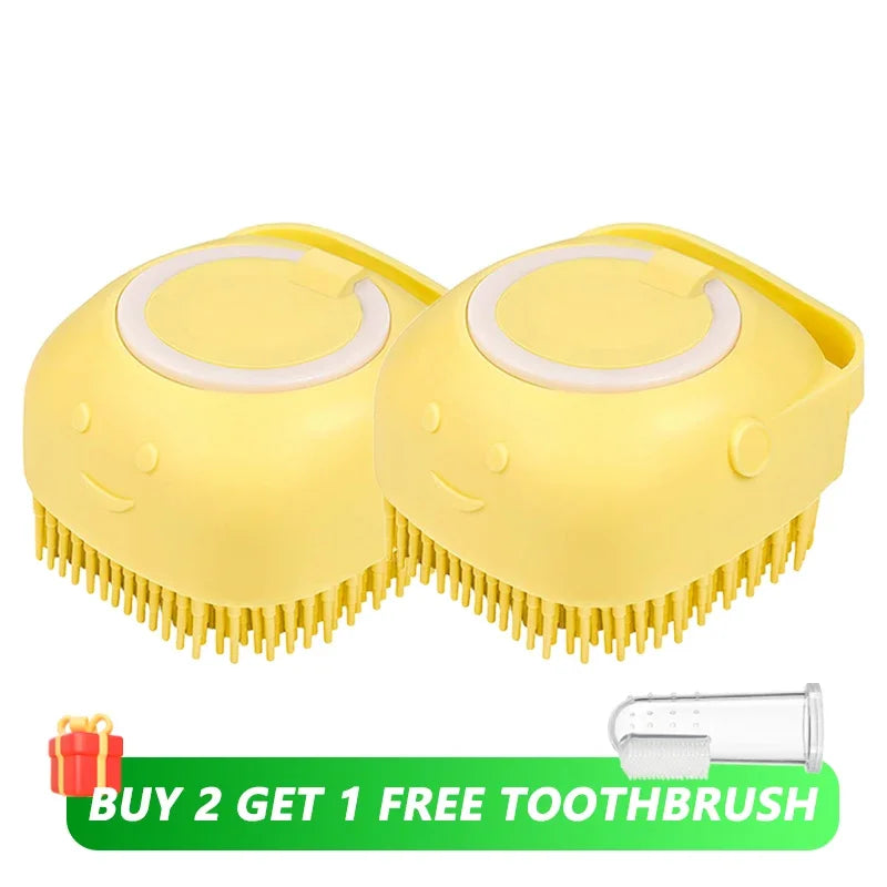 Dog Bath Brush: Shampoo Dispenser & Massager