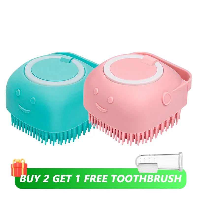 Dog Bath Brush: Shampoo Dispenser & Massager