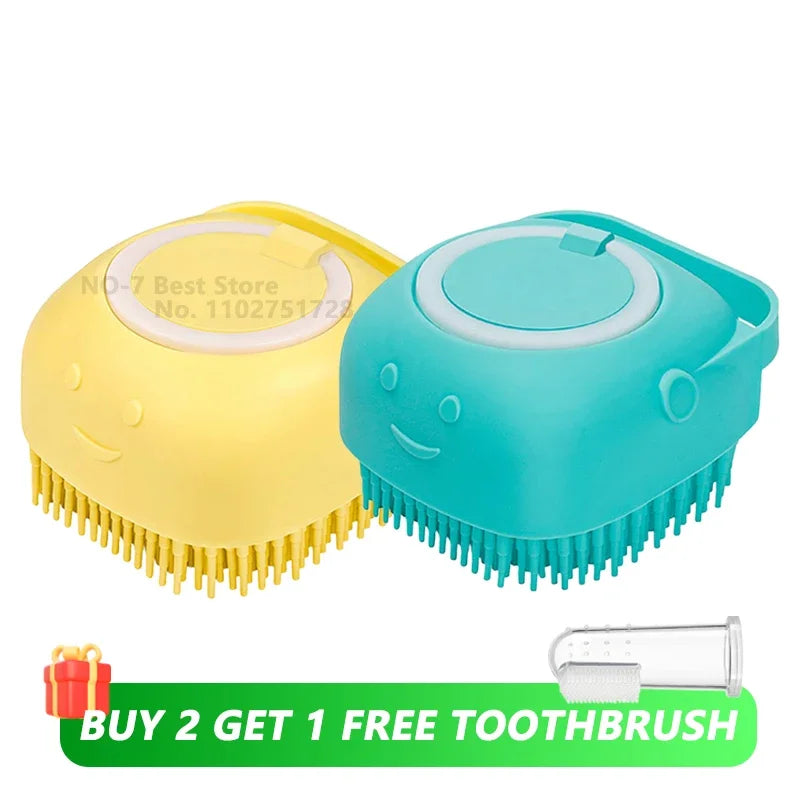 Dog Bath Brush: Shampoo Dispenser & Massager