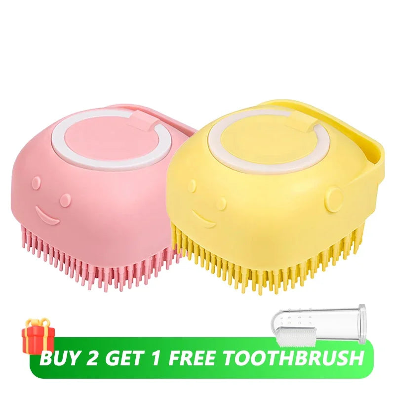 Dog Bath Brush: Shampoo Dispenser & Massager