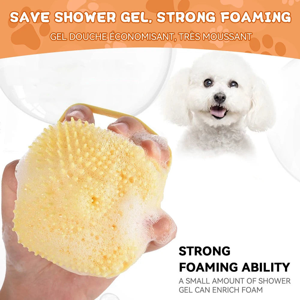 Dog Bath Brush: Shampoo Dispenser & Massager