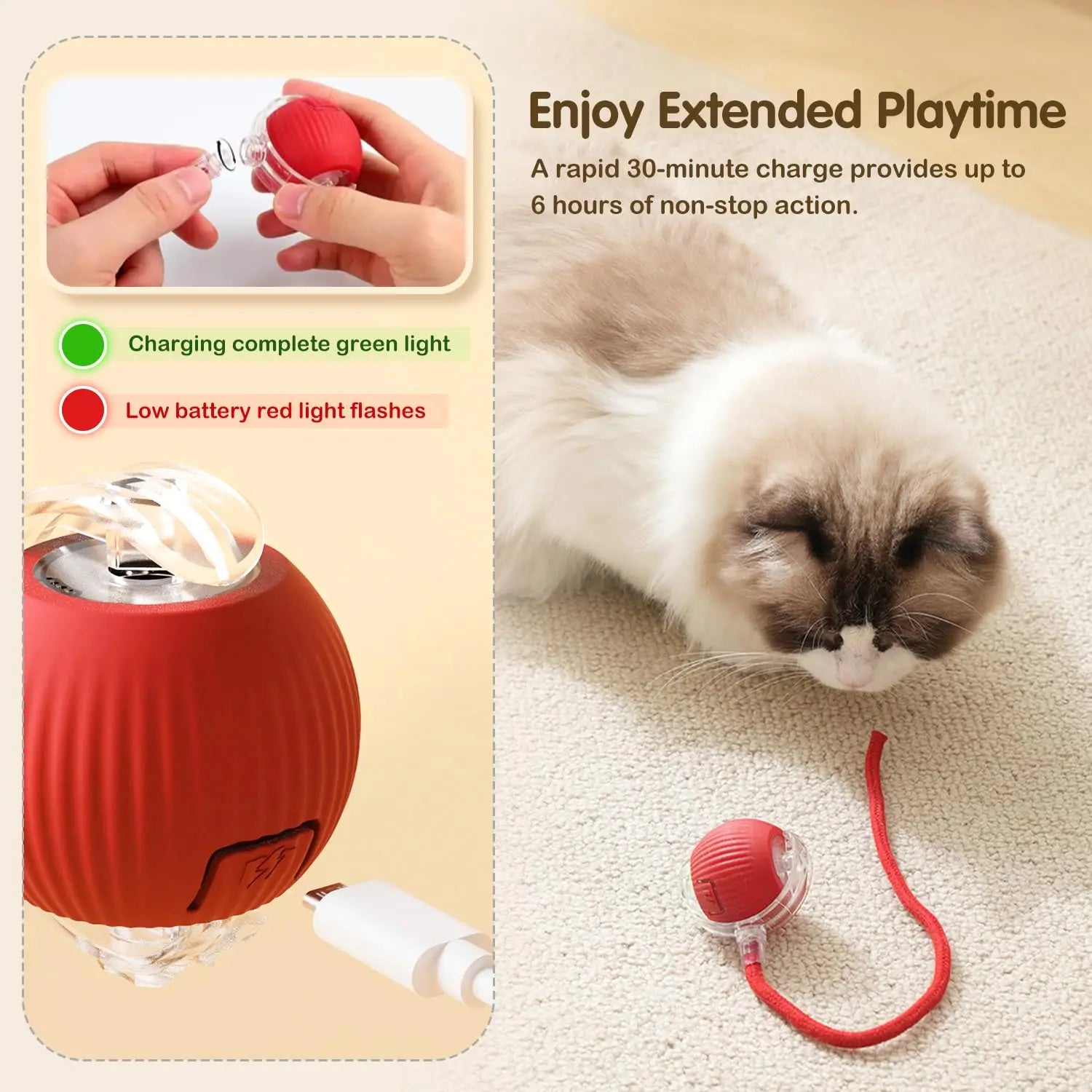 Cat Interactive Toy: Automatic Rolling Ball & Mouse