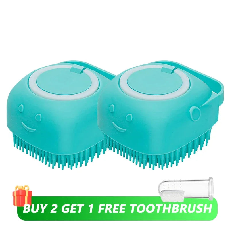 Dog Bath Brush: Shampoo Dispenser & Massager