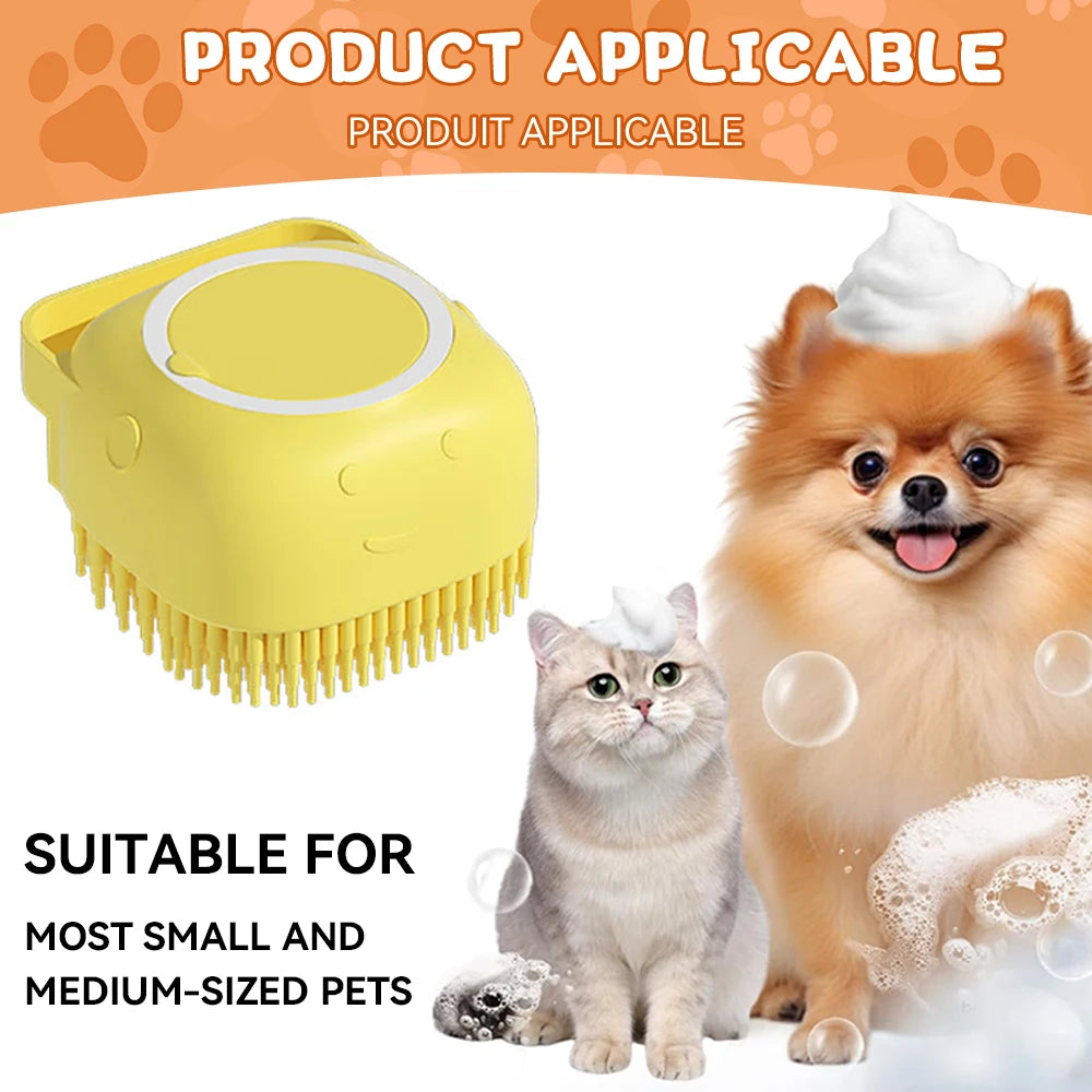 Dog Bath Brush: Shampoo Dispenser & Massager