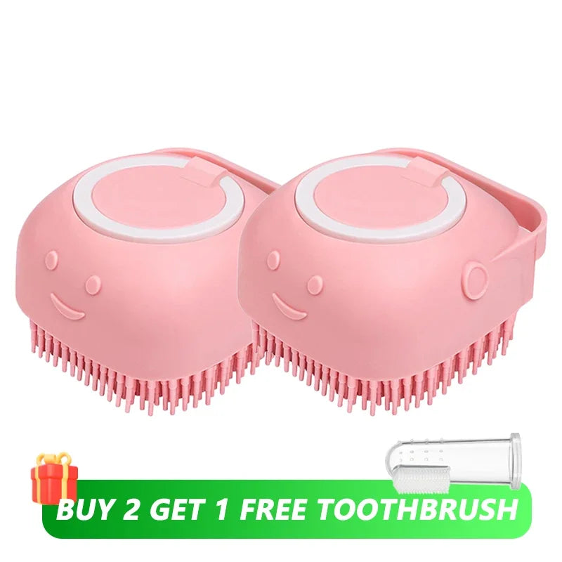 Dog Bath Brush: Shampoo Dispenser & Massager